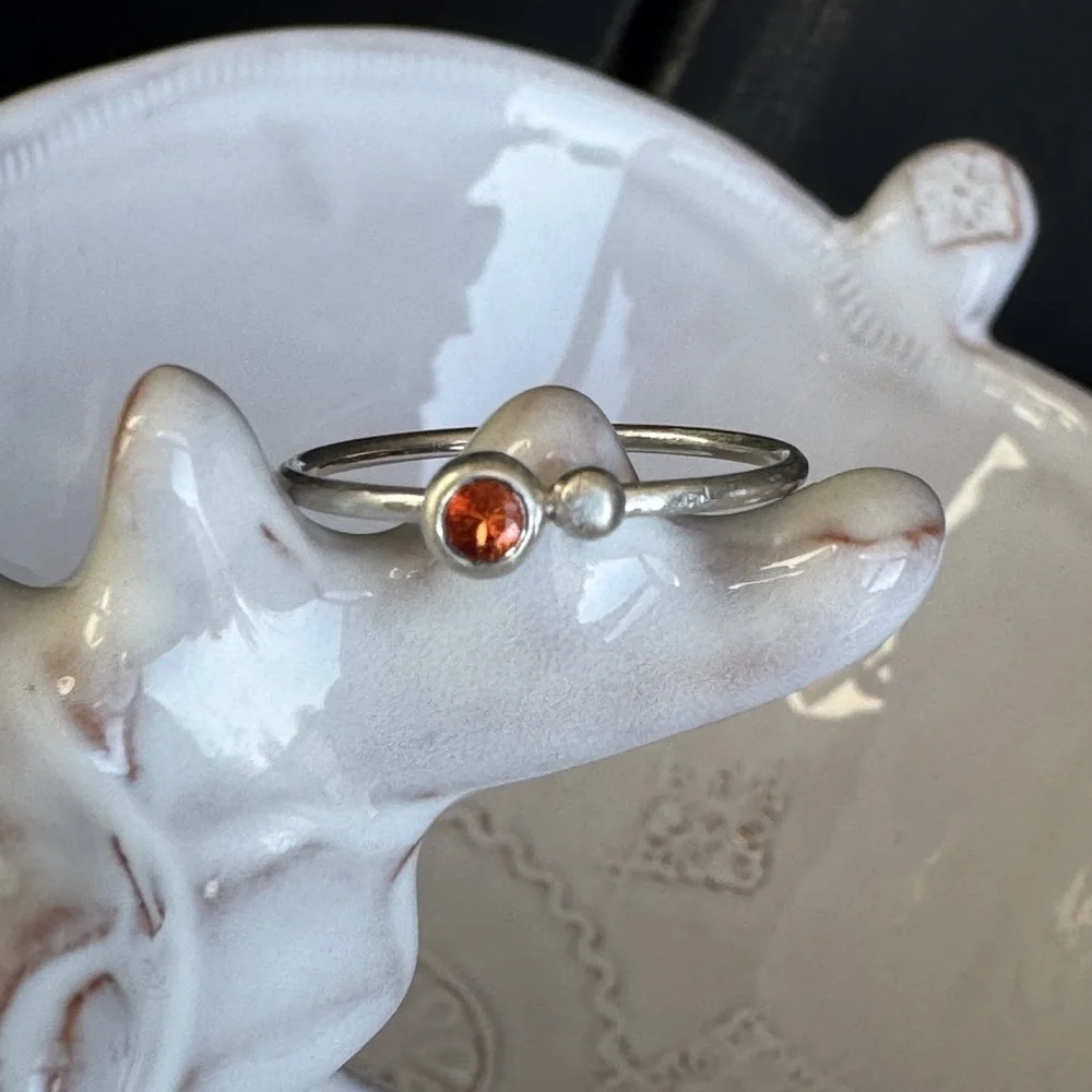 Stacking Orange Sapphire Pebble Ring SS-NWOT